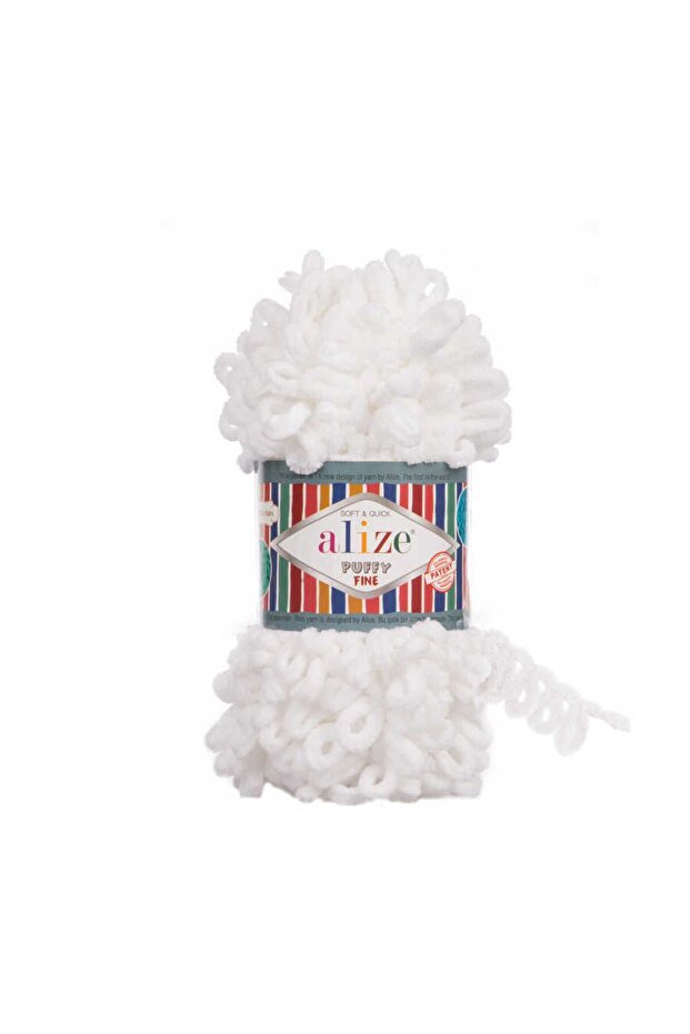 White Puffy Fine Self-Tie Knitting Yarn 5 Pieces 55