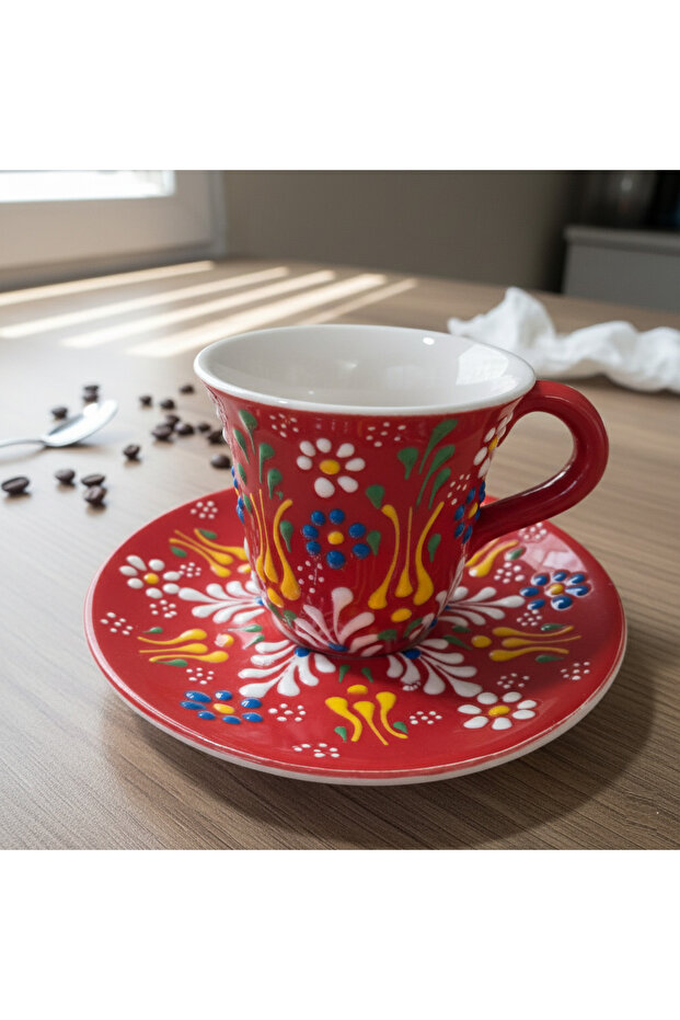 Cup Set Handcrafted 2-Piece Ceramic (Embossed Pattern) - 1