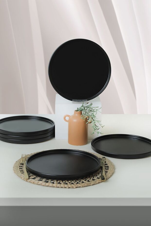 Mat Siyah Stackable Servis Tabağı 27 Cm 6 Adet 956 - 3
