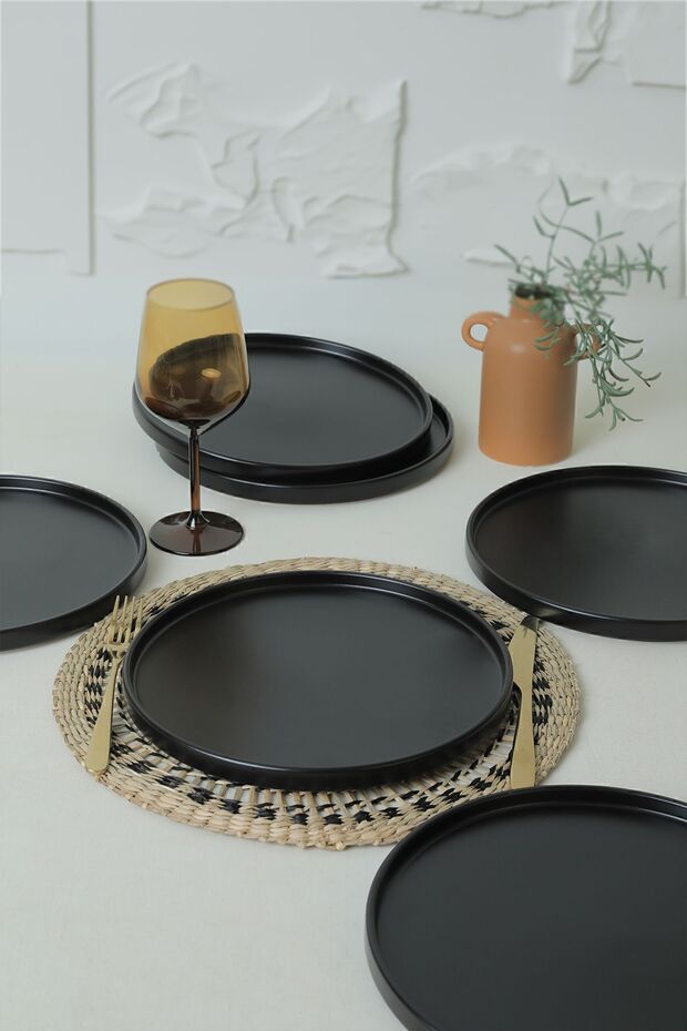 Mat Siyah Stackable Servis Tabağı 27 Cm 6 Adet 956 - 2