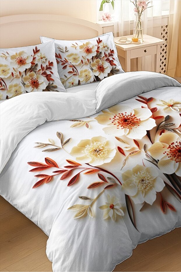 100% Cotton Percale King Size Duvet Cover Set 5D Digital Lotus-220X240