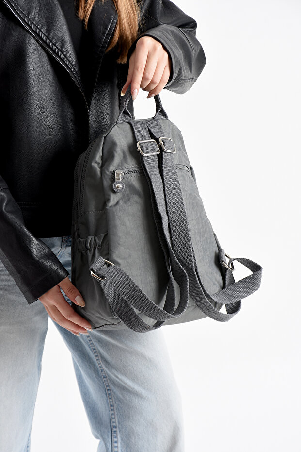 Gray 255 Crinkle Fabric Backpack - 3