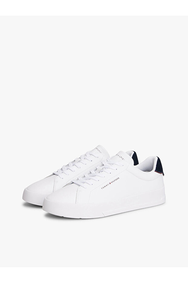 Tommy Jeans Męskie Białe Pebble Grain Court Sneaker - 1