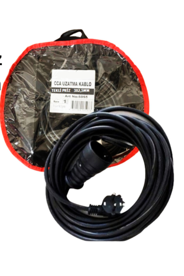 With Bag - 10 Meters Electrical Single Socket - 3X2.5Mm Extension Cable Camping Caravan Intermediate Electrical Cable