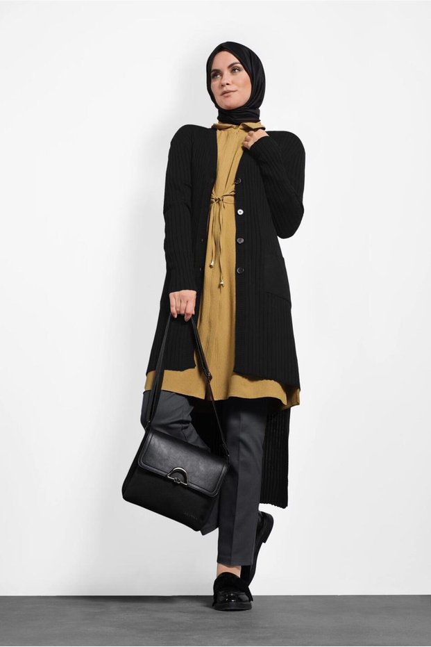 Waist Laces Hidded Buttoned Tunic 40188