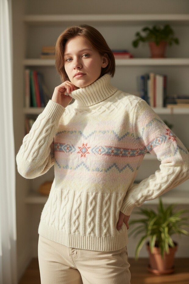 Kadın Kaşmir Yün Kazak - 3