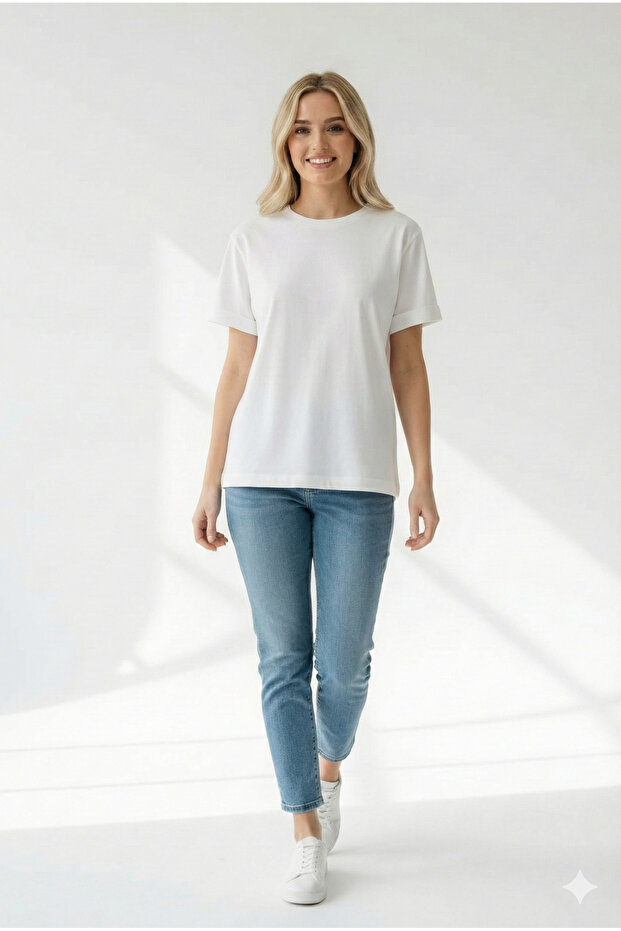 Oversized Mold Short-Sleeved Cotton Women's T-Shirt