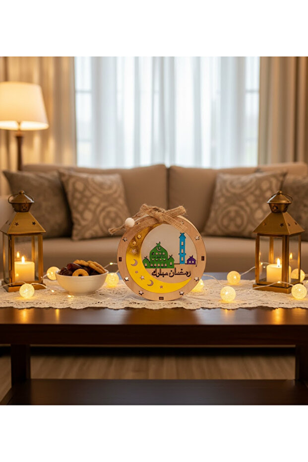 إضاءة زينة رمضان ليد خشبية بعبارة رمضان كريم