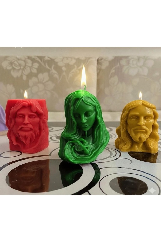 3’ lü heykel mum set. Rönesans esintisi. - 7
