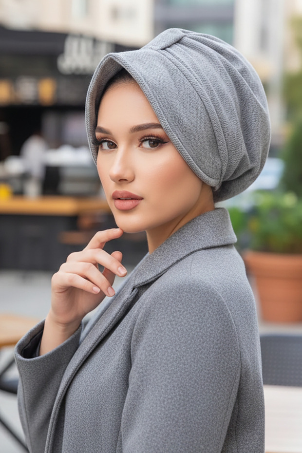 قبعة رمادية بونيه - 2