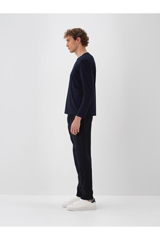 Erkek Lacivert Modal Basic Tişört - 2