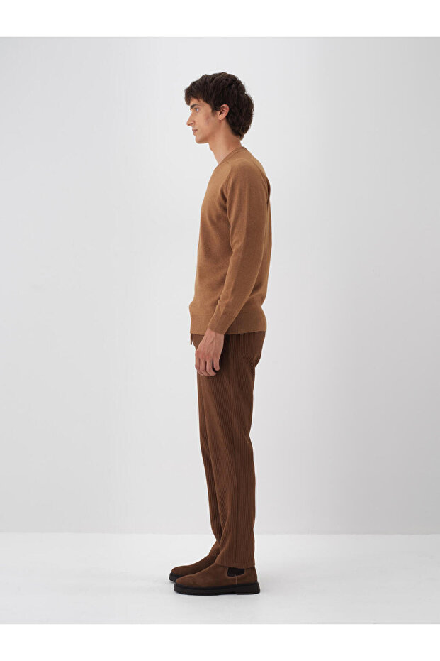 Erkek Camel Yünlü Basic Kazak - 3