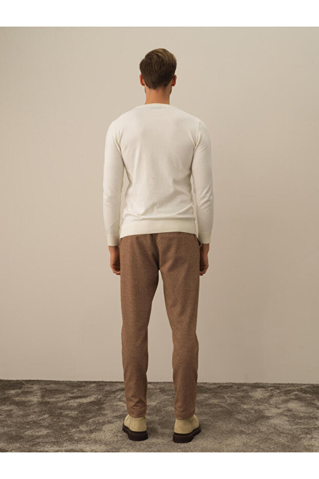 Erkek Ekru Regular Fit Basic Kazak - 3