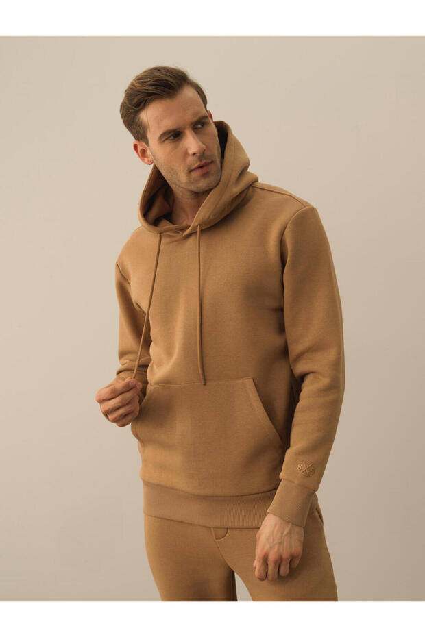 Erkek Camel Regular Fit Basic Sweatshirt - 1