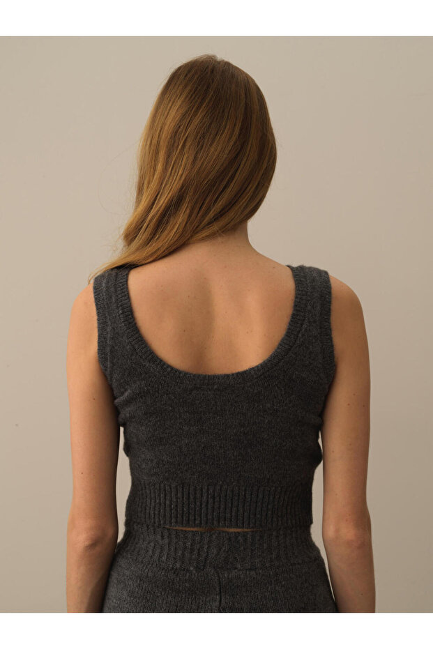 Kadın Gri Regular Fit Triko Atlet - 2