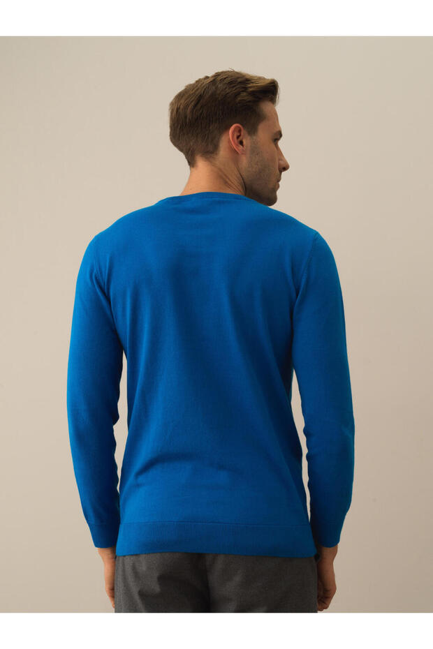 Erkek Mavi Regular Fit Basic Kazak - 2