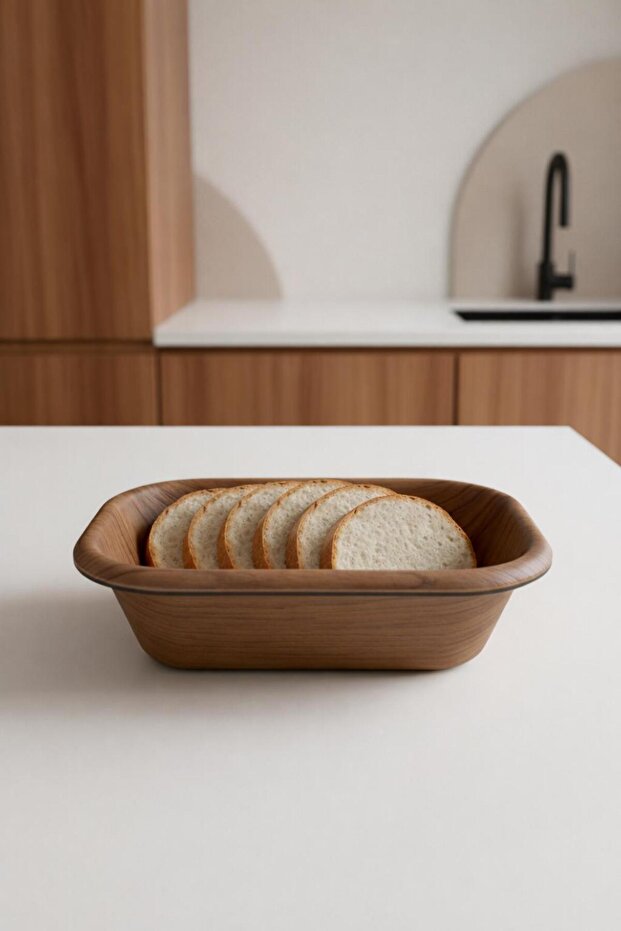 سلة مستطيلة متعددة الأغراض بمظهر خشبي - 2