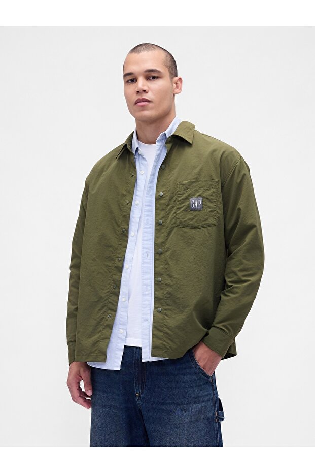 Erkek Yeşil Oversized Gömlek - 1