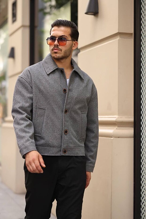 Oversize Kaşe Erkek Bomber Ceket - 2