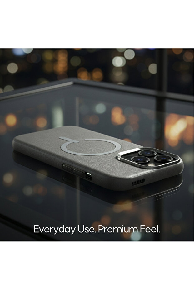 جراب جلدي فاخر للآيفون (رمادي تيتانيوم، آيفون 15 برو) - 4