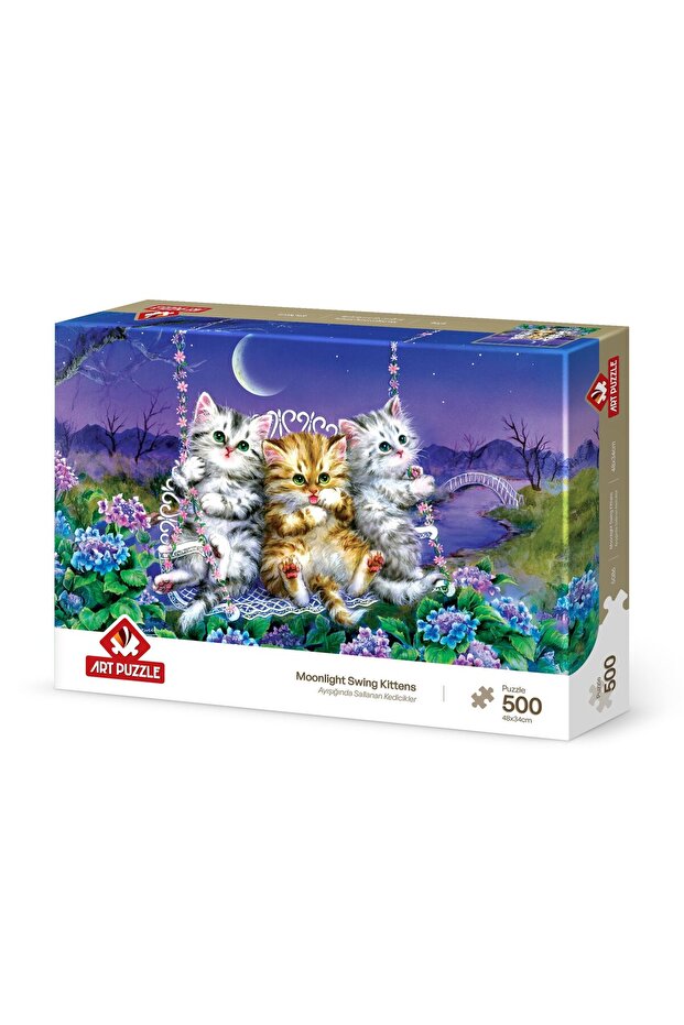 Kittens Swinging in the Moonlight 500 Pieces