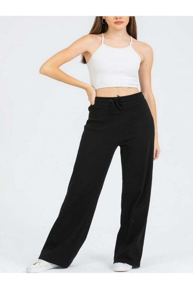 Wide Leg Stretchy Camisole Women's Trousers - Black m