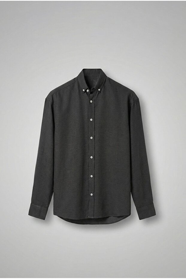 Erkek Oversize Basic Rahat Gömlek Siyah - 1