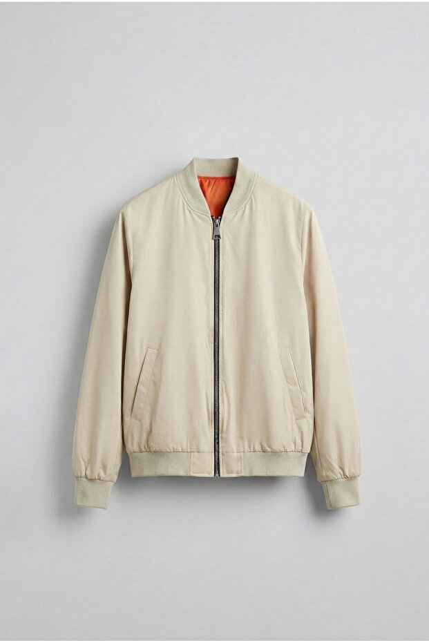 Erkek Basic Bomber Ceket Bej - 1