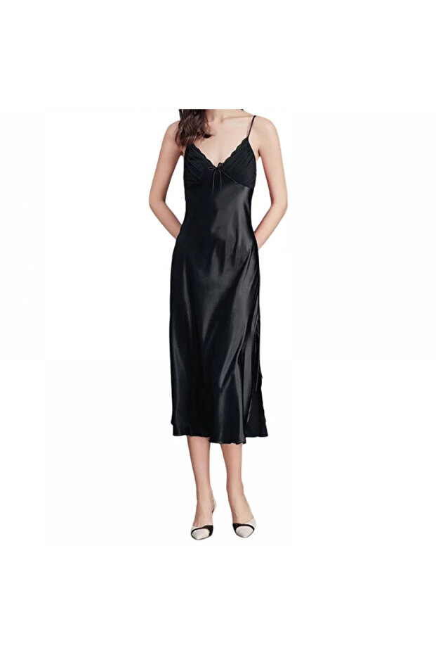 Nightgown Women Satin Spaghetti Strap Maxi CQ311