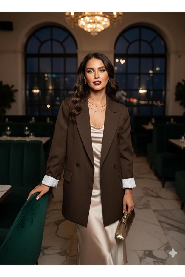 kahve blazer ceket - 1