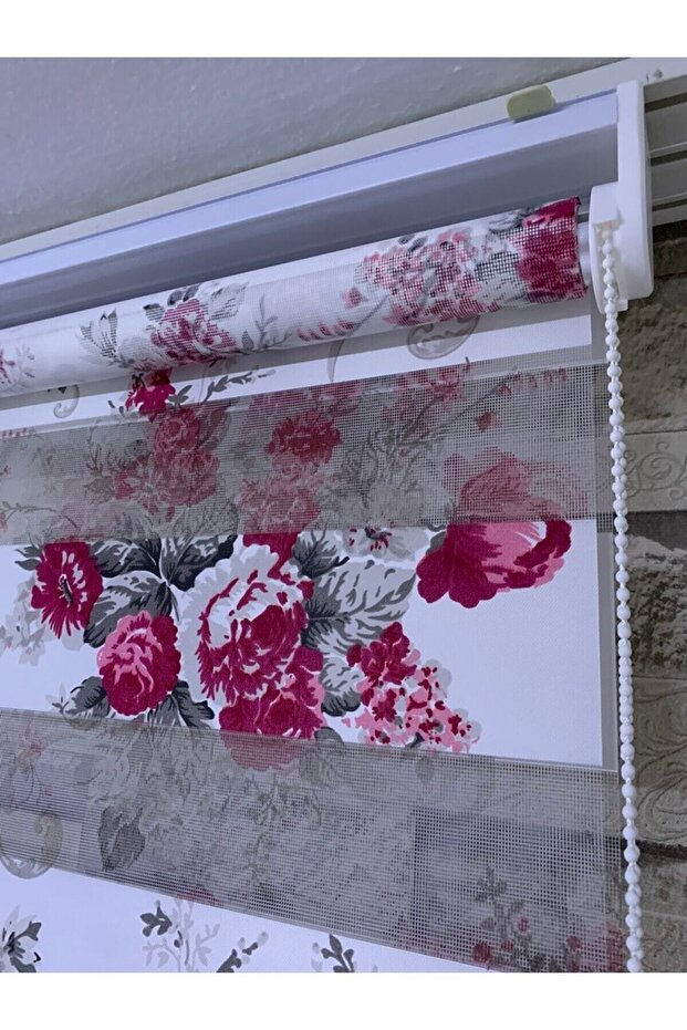Çiçek Baskılı Zebra Perde Alüminyum Kasa(etekli) enxboy - 7