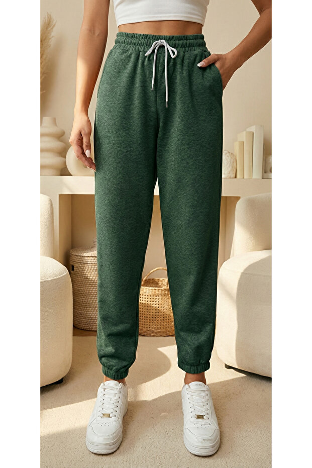 Women's Green Jogger Elastic Leg Sweatpants