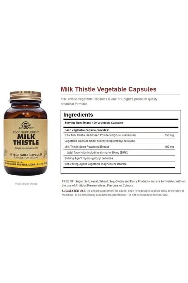 Milk Thistle 100 mg 50 Kapsül - 2