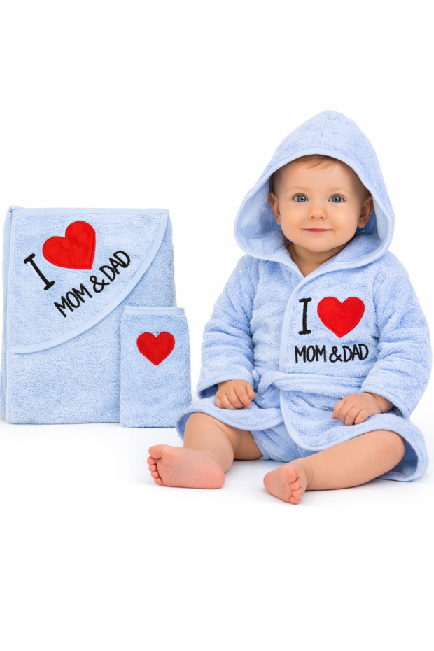 Cotton Baby Kids Bathrobe Towel Set 0-2 Years Old