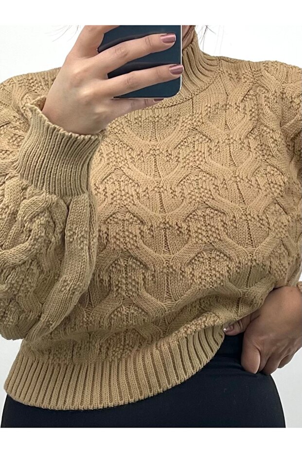 Braided Turtleneck Knitwear Sweater