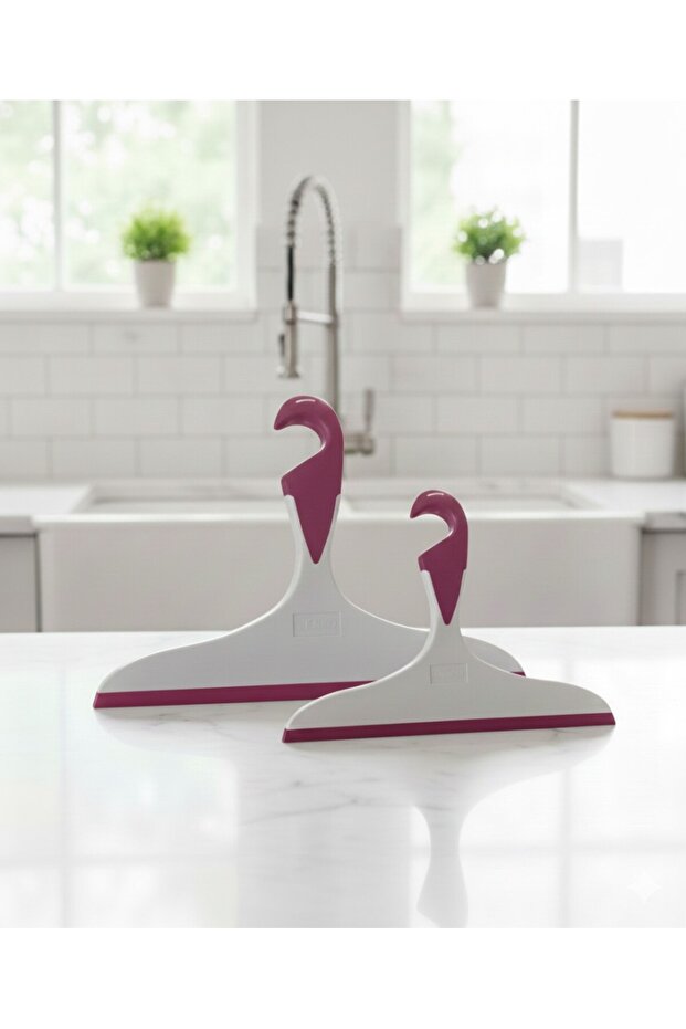 2-Piece Set - Pink, Mop and Broom Holder for Countertop and Glass