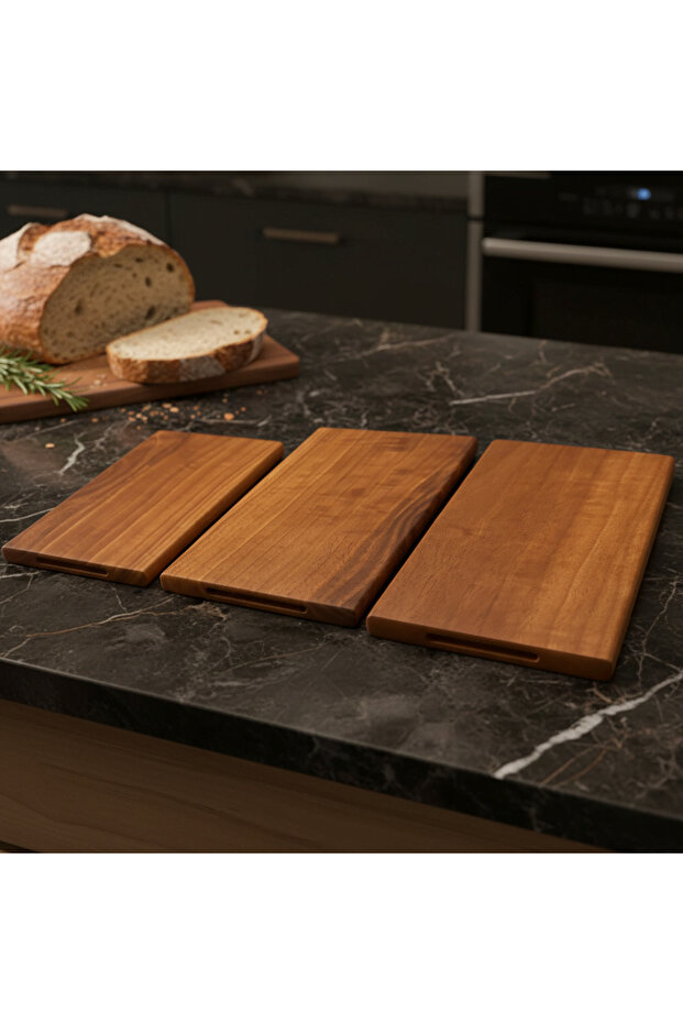 Una Storia Di Alberi''Elnino Serisi'' – Handmade 3-Piece Cutting and Presentation Board Set from Natural Walnut Wood with Holding Slots