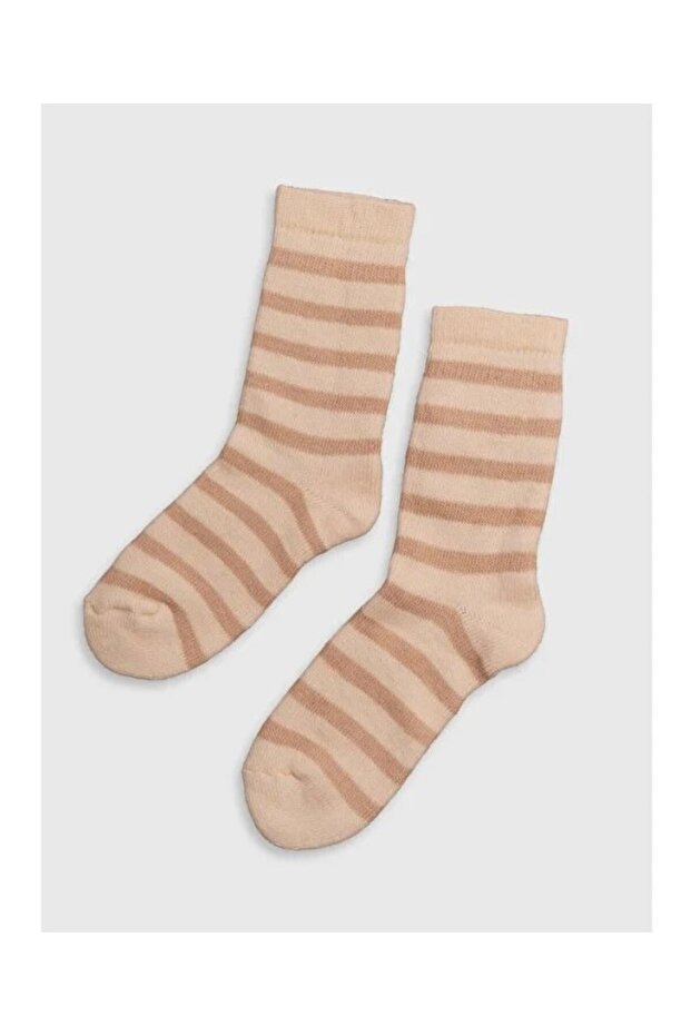 Çizgili Kalın Fitilli Çorap - 3