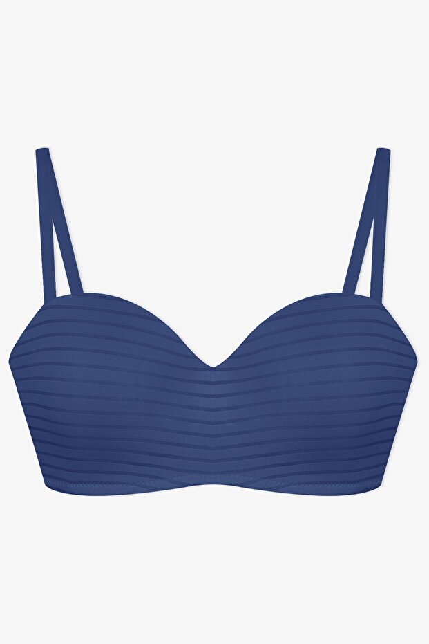 Women's Unpadded Transparent Striped Gathering Strapless Bra