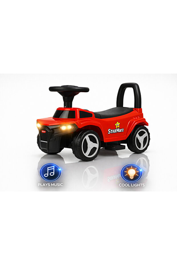 Premium Construction Ride-On Car, Foot-to-Floor Push Car with Backrest (1–5Y), Red