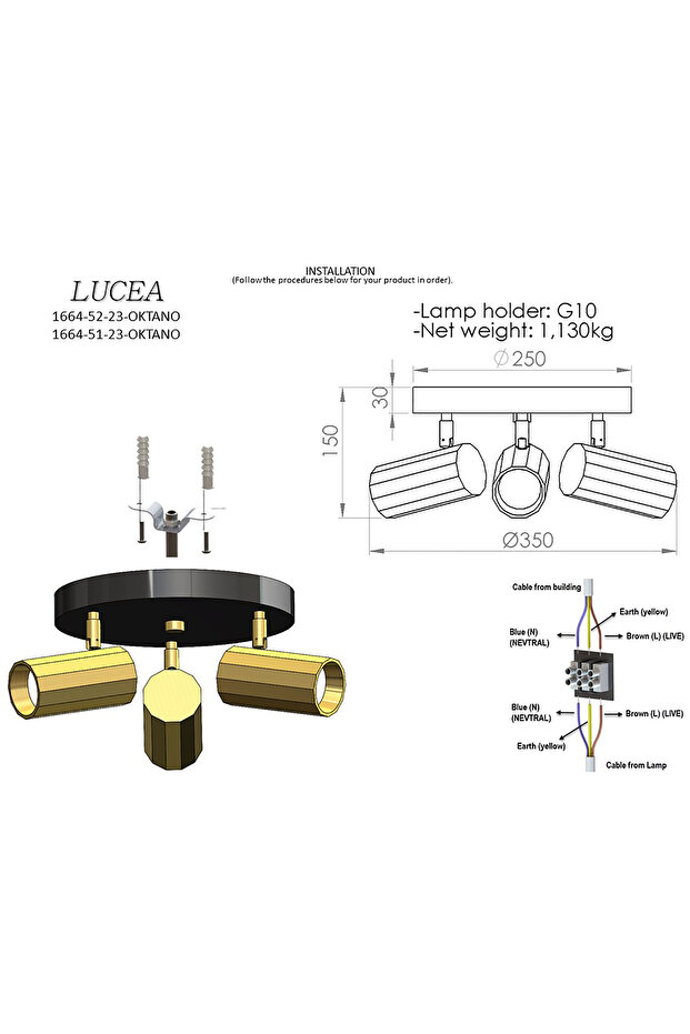 OKTANO KROM 3'LÜ PLAFONYER AVİZE - 2