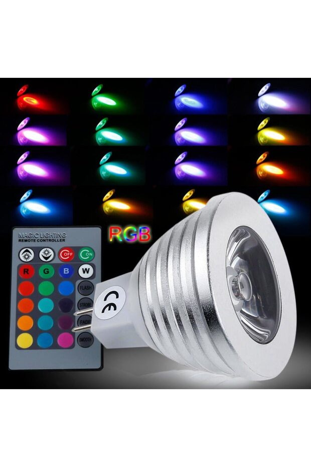 لمبة إضاءة LED RGB متعددة الألوان 16 لون