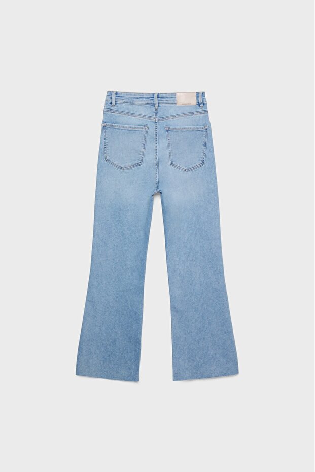 D78 Crop İspanyol paça jean - 6