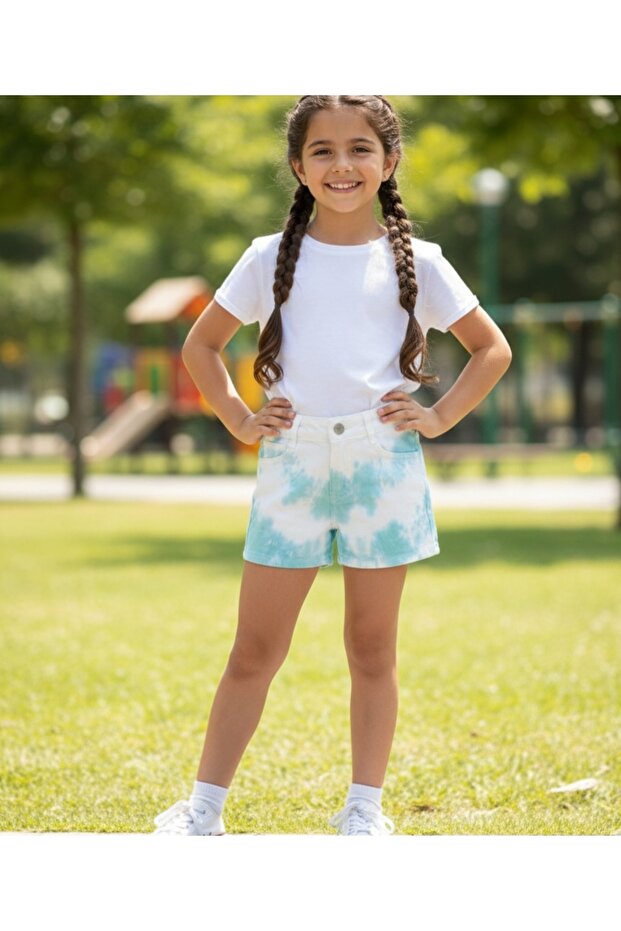 Batik Pattern Mini Gabardine Shorts