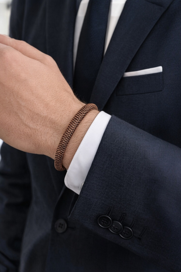 Special Series Pure Copper Handmade Men's Bracelet | Irregular Knitting | Network Patterned Copper Bracelet