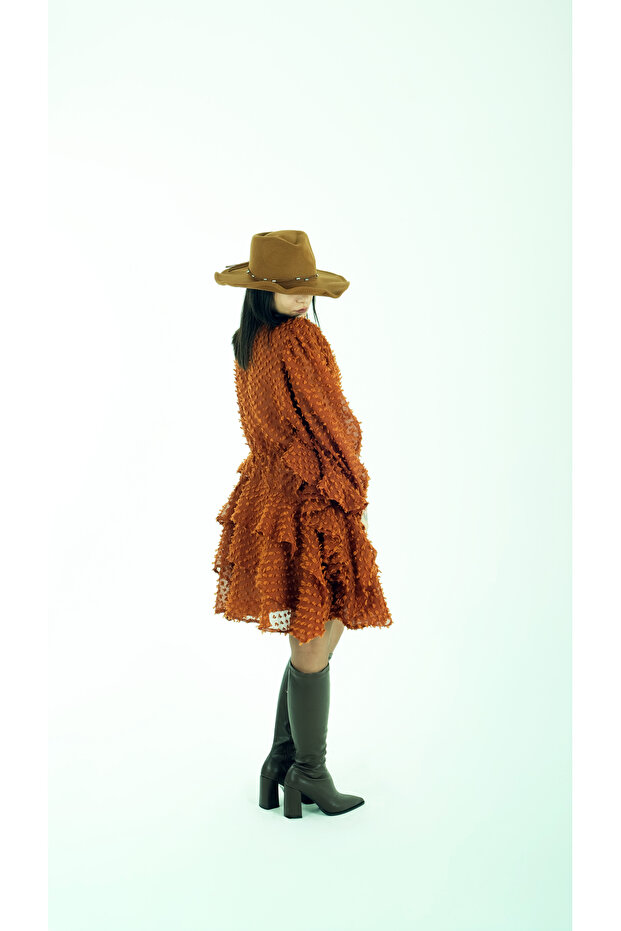 NOPELİ ELBİSE KİREMİT RENGİ - 1