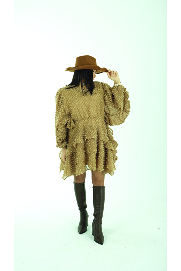 NOPELİ ELBİSE BEJ RENGİ - 3