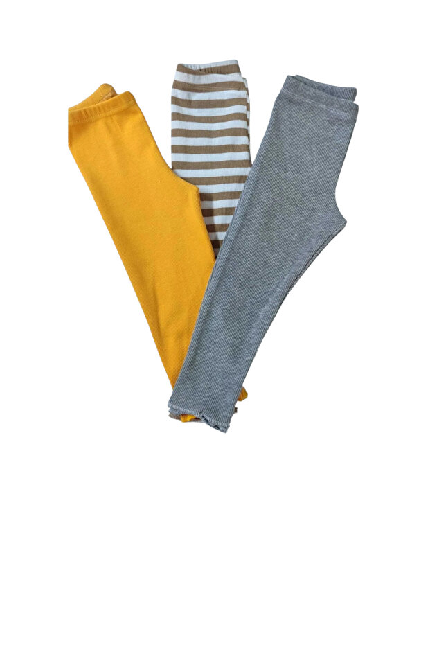 Ribbed Flexible 3-Piece Baby Tights Kids Tights Single Bottom