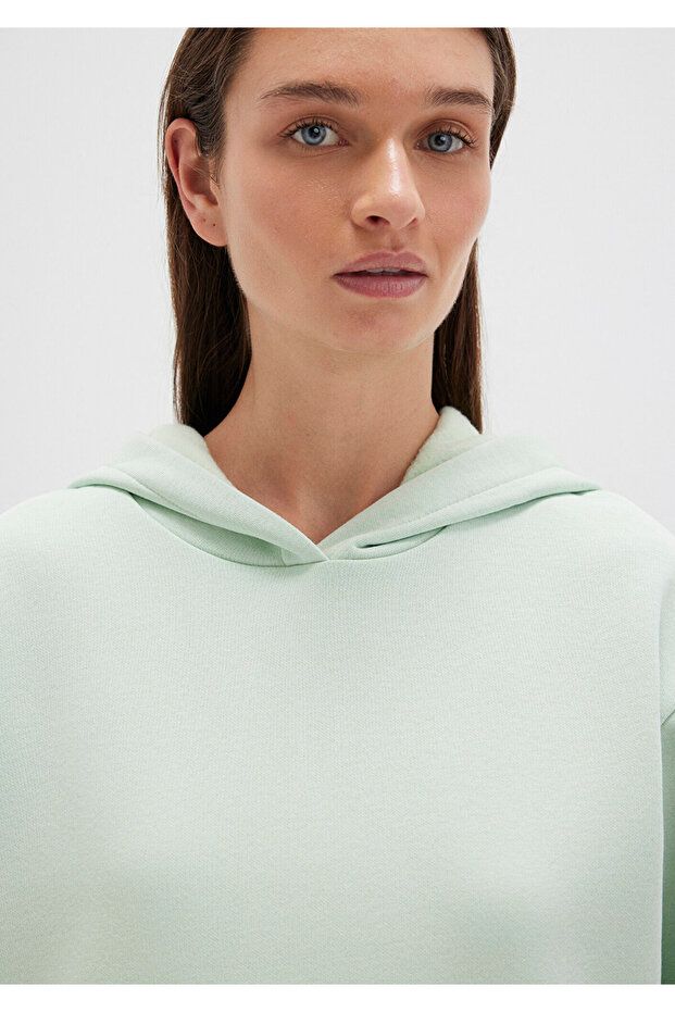 Kapüşonlu Yeşil Basic Sweatshirt 167299-71449 - 5