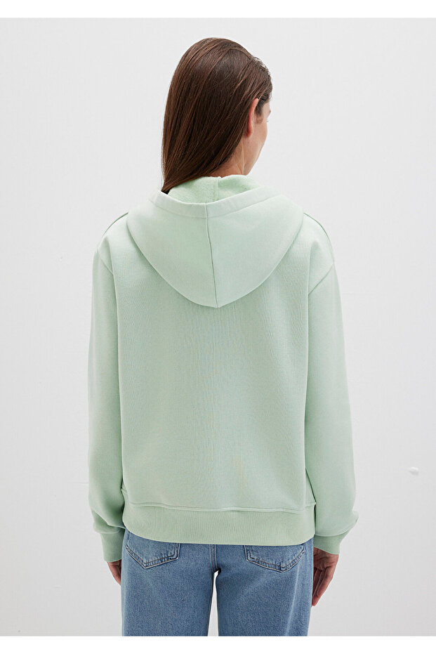 Kapüşonlu Yeşil Basic Sweatshirt 167299-71449 - 4